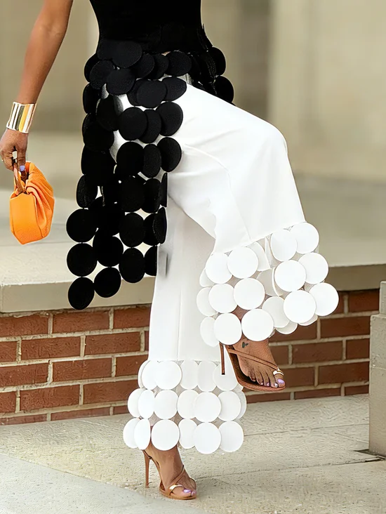 Plus Size Urban Plain Split Joint Wide Leg Pants