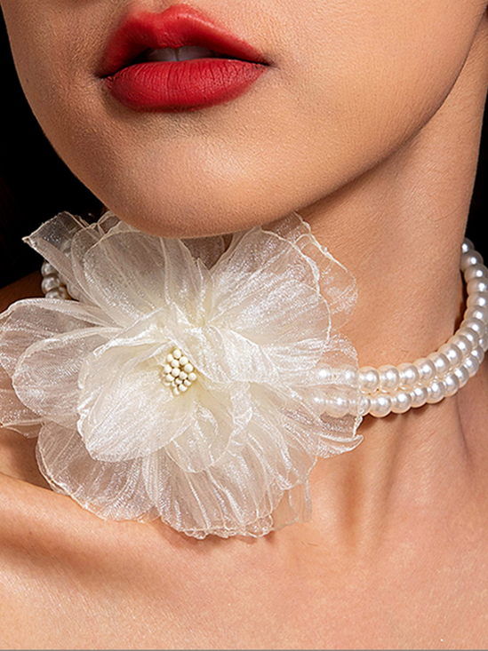 Handmade Beaded Flower Necklace