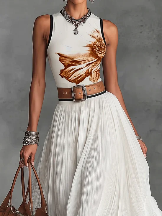 Urban Floral Crew Neck Tank Top