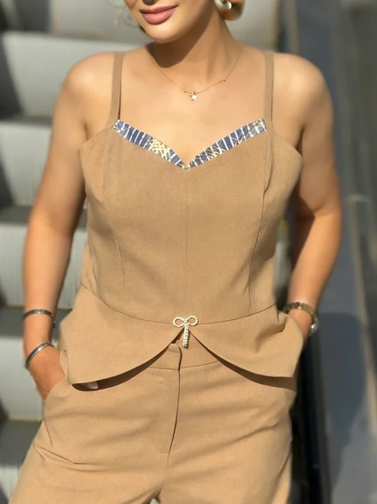 Casual Striped Split Joint Spaghetti Cami