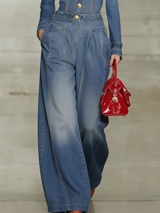 Urban Denim Plain Wide Leg Jeans