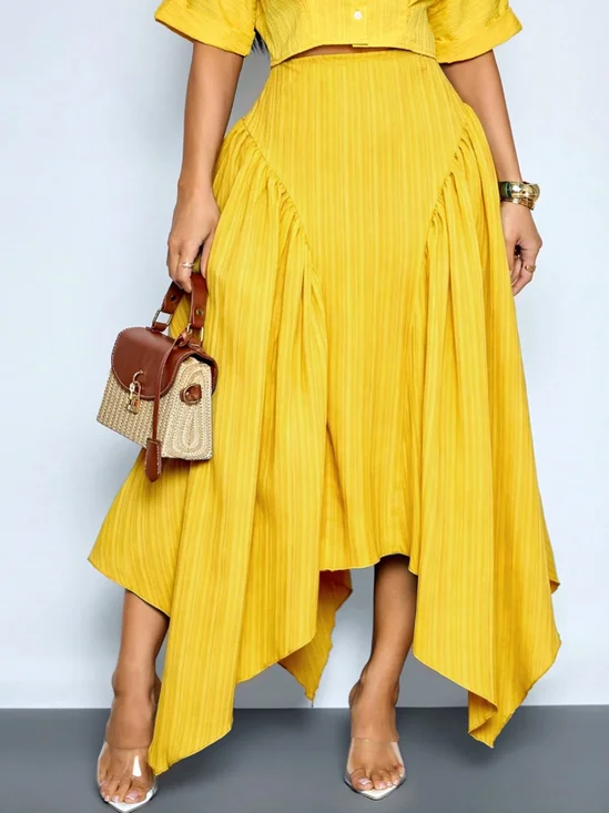 Casual Striped Maxi Skirt