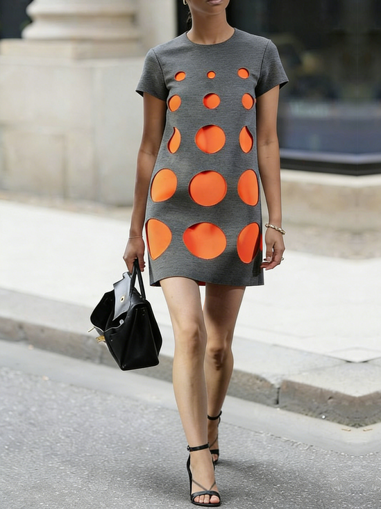 Urban Color Block Crew Neck Mini Dress