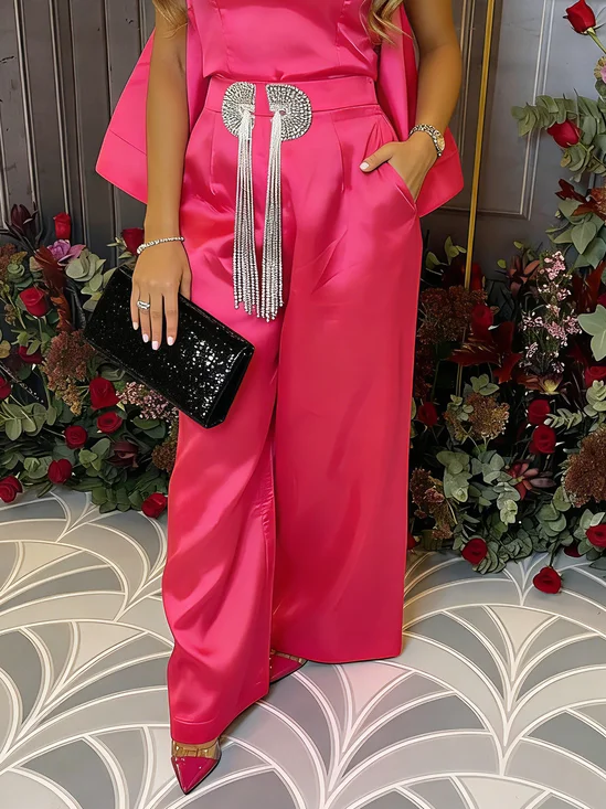 Elegant Plain Wide Leg Pants