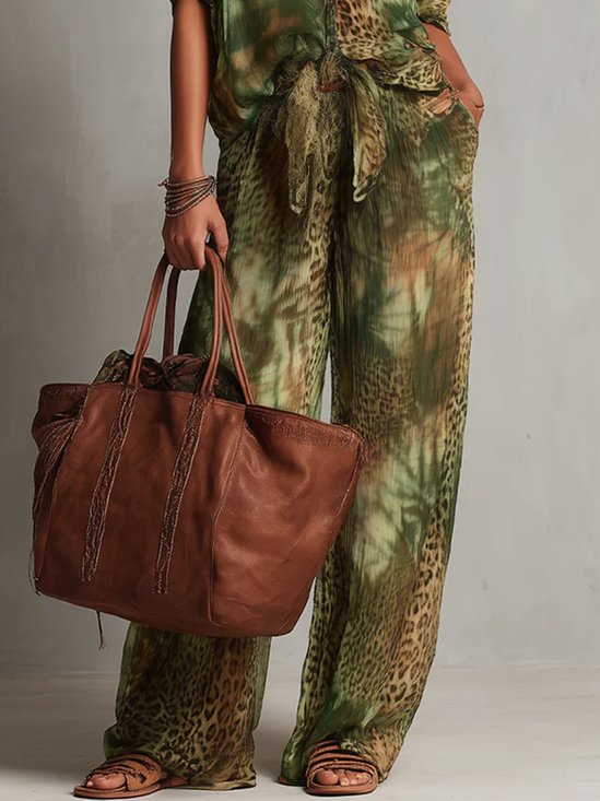 Vacation Leopard Printing Straight Pants