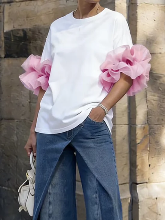 Urban Color Block Crew Neck Blouse