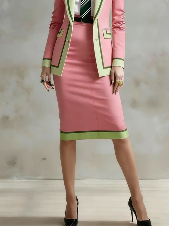 Urban H-Line Knee Length Skirt Natural Fit Summer Commuting