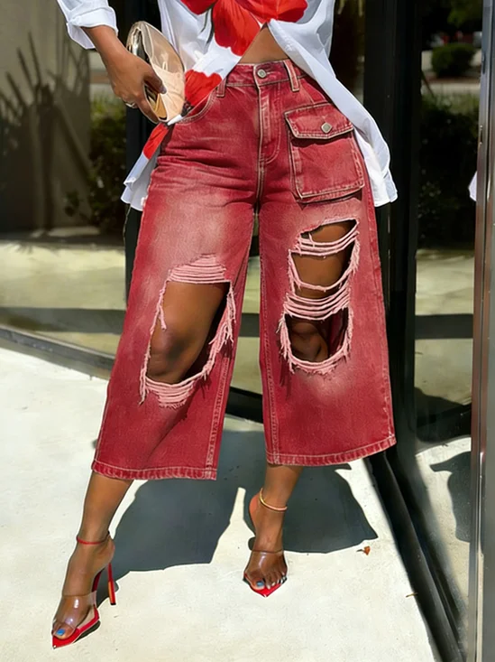 Loose Casual Denim Ripped Jeans