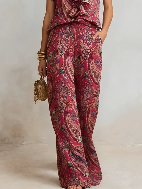 Vacation Paisley Straight Pants