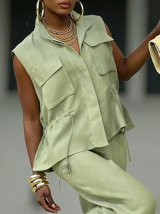 Urban Zipper Plain Mock Neck Vest