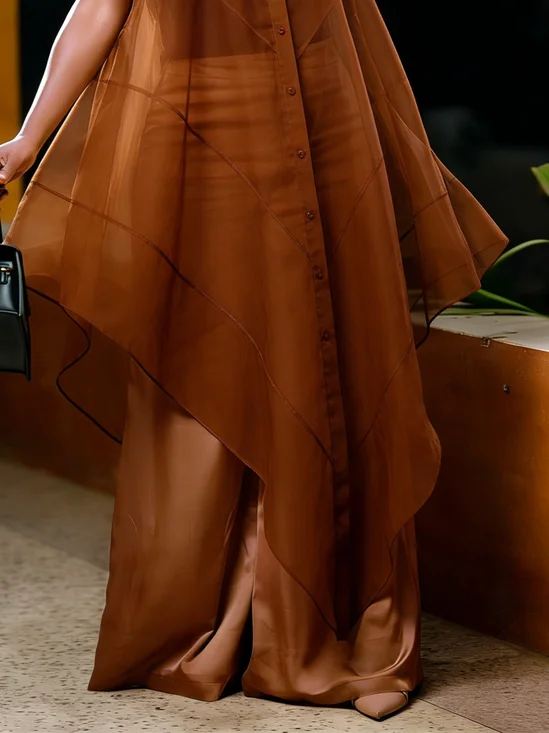 Satin Elegant Plain Wide Leg Pants