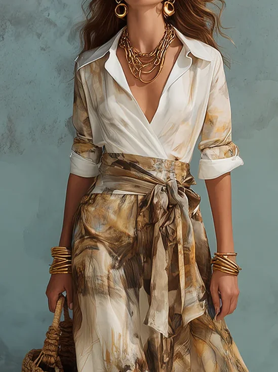 Casual Abstract Plaid Shirt Collar Shirt