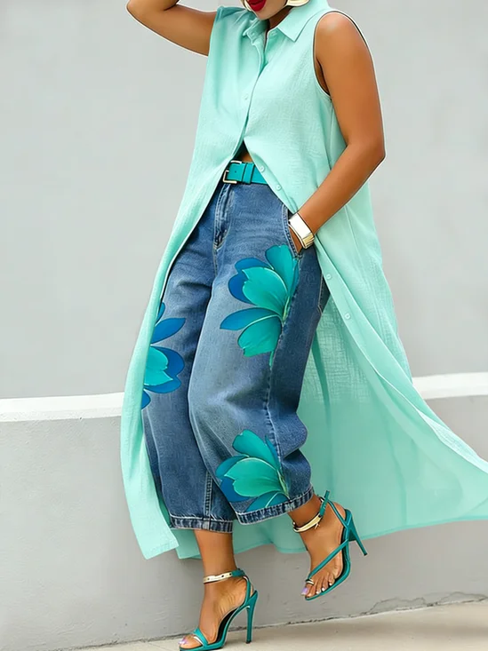 Cotton Casual Plain Buttoned Shirt Collar Shirt