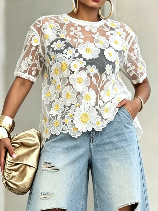 Urban Plain Crew Neck Blouse
