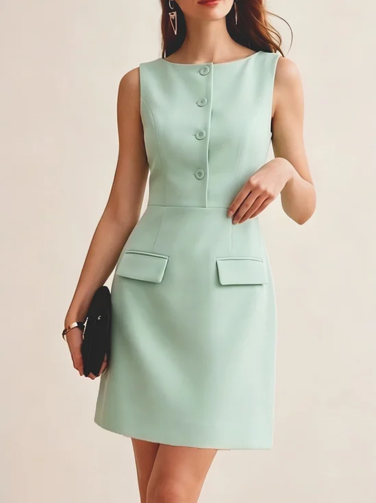 Elegant Crew Neck Dress With No