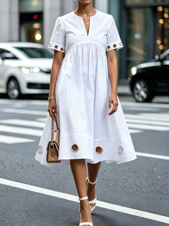 Urban Plain Crew Neck Midi Dress