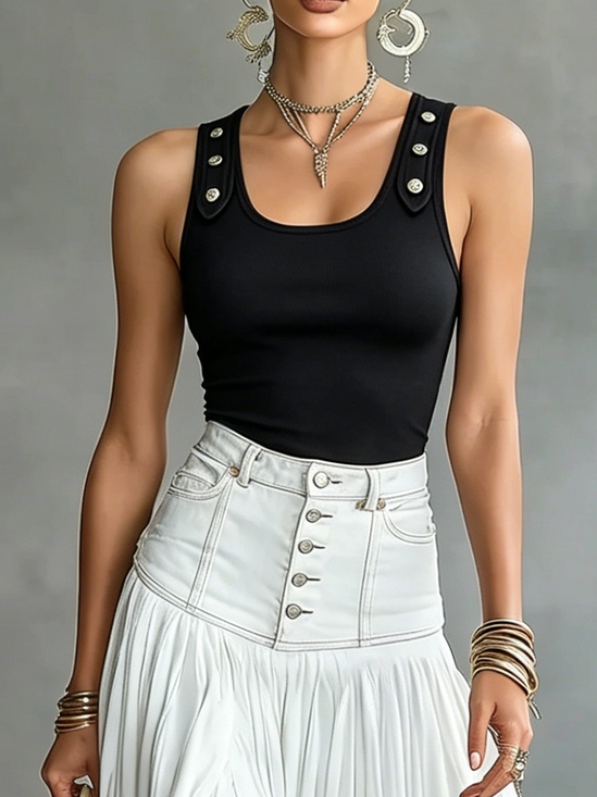 Urban Plain Crew Neck Tank Top