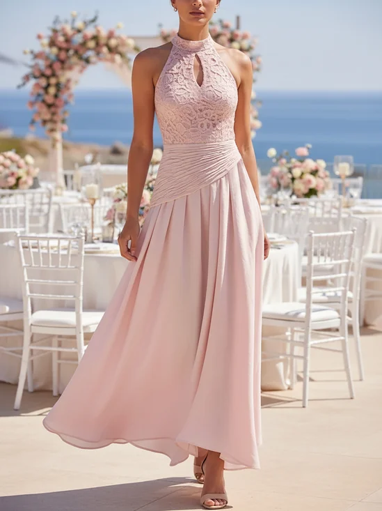 Elegant Crew Neck Maxi Dress