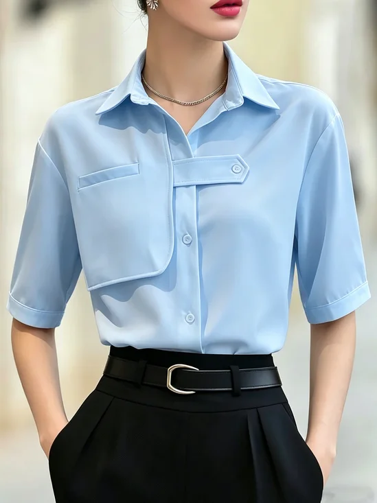 Urban Irregular Craftsmanship Shirt Collar Shirt