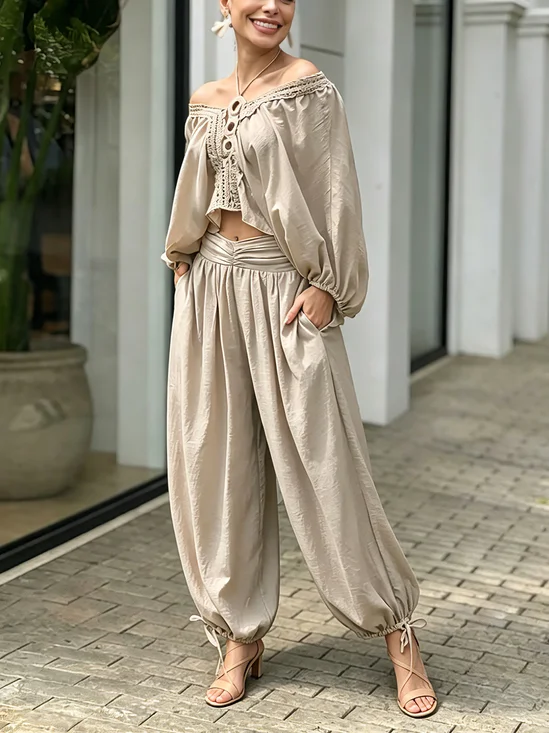 Casual Plain V Neck Loosen Blouse