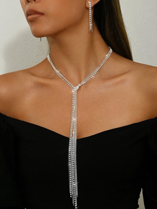 Elegant Plain Necklace And Earring Set