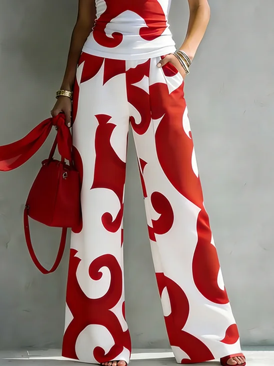 Urban Abstract Print Relaxed Pants