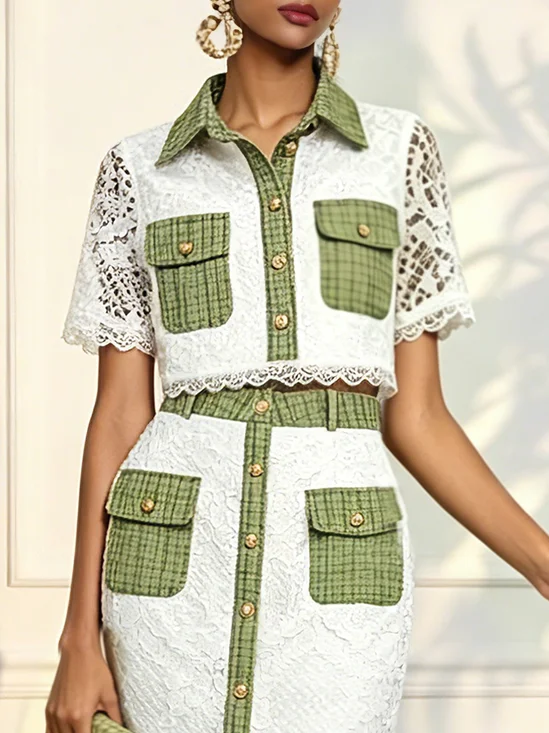 Urban Color Block Split Joint Shirt Collar Shirt