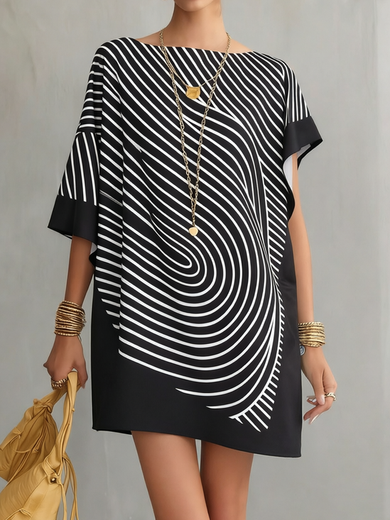 Casual Geometric Off The Shoulder Mini Dress