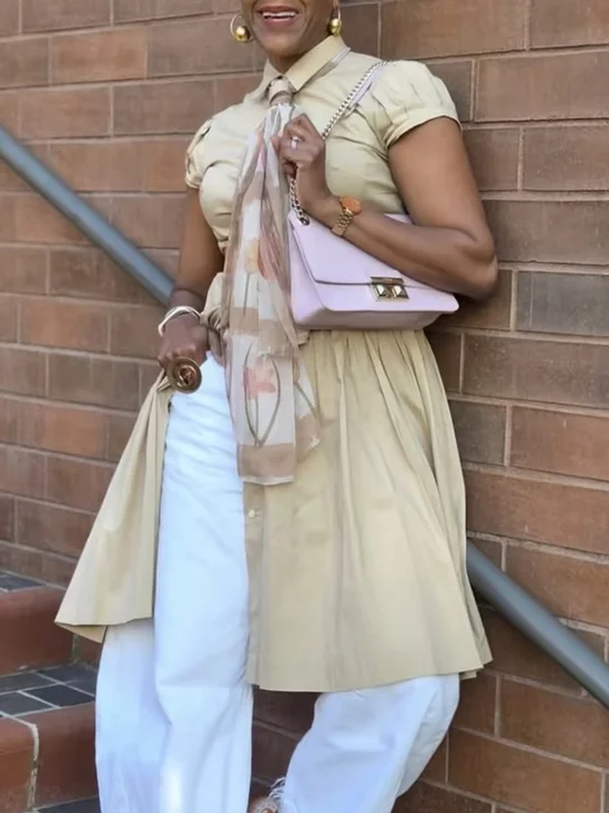 Urban Plain Shirt Collar Shirt