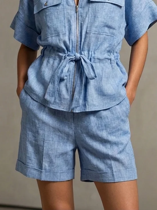 Urban Plain Straight Pants Shorts