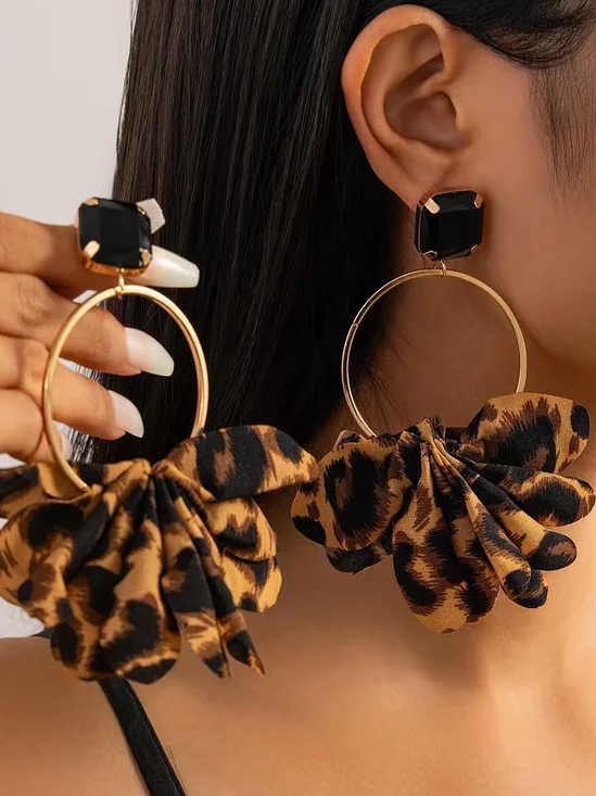 Leopard Print Fabric Earrings