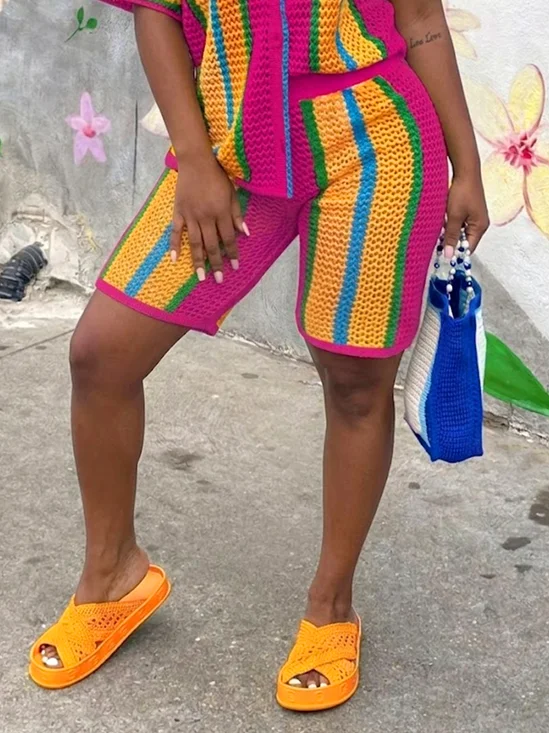 Casual Geometric Straight Pants Shorts