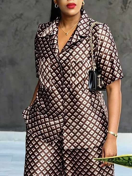 Urban Geometric Printing Shirt Collar Shirt