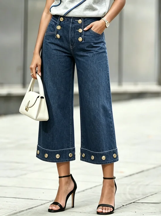 Denim Loose Urban Plain Jeans