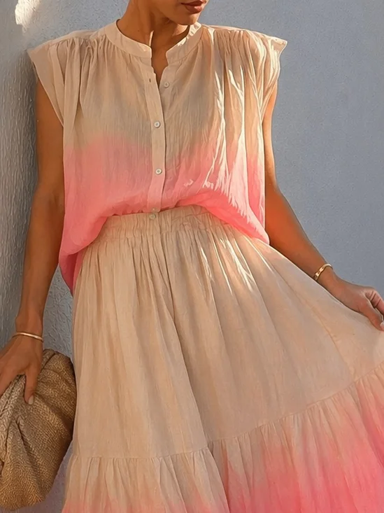 Vacation Gradient Shirt Collar Shirt