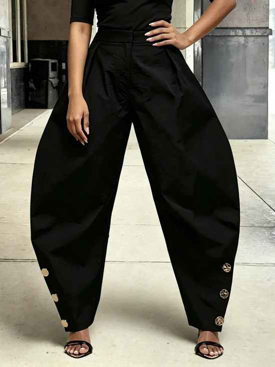 Urban Plain Buttoned Pants