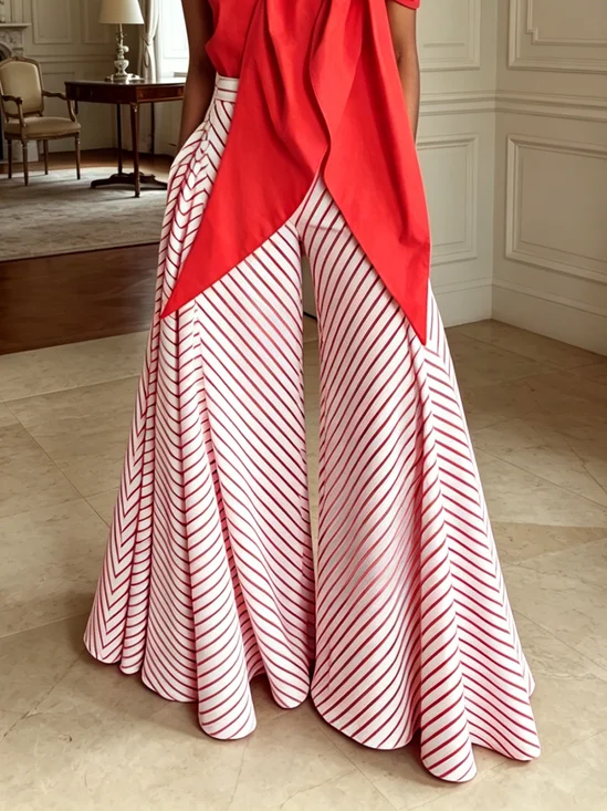 Elegant Striped Wide Leg Pants