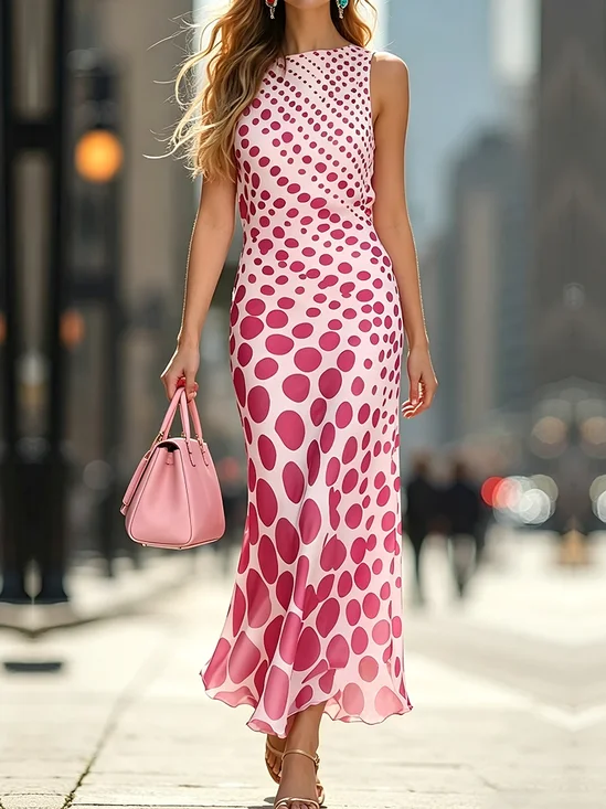 Elegant Polka Dots Off The Shoulder Maxi Dress
