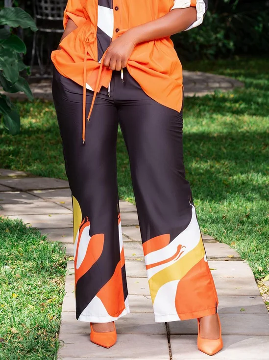 Casual Random Print Printing Straight Pants