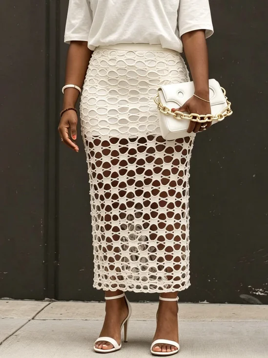 Urban Hollow Out Plain Maxi Skirt