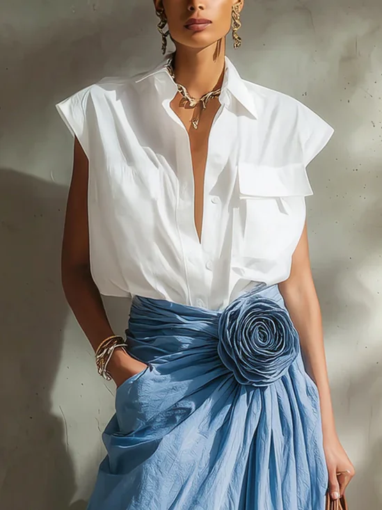 Cotton Elegant Plain Printing Shirt