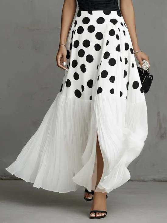 Elegant Polka Dots Maxi Skirt