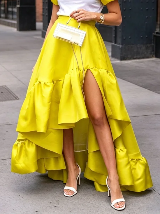 Urban Peplum Plain Maxi Skirt