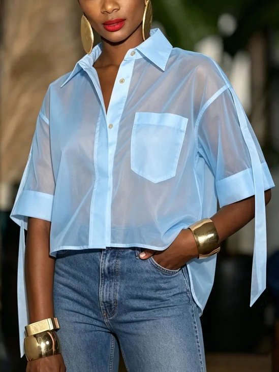 Urban Plain Shirt Collar Shirt