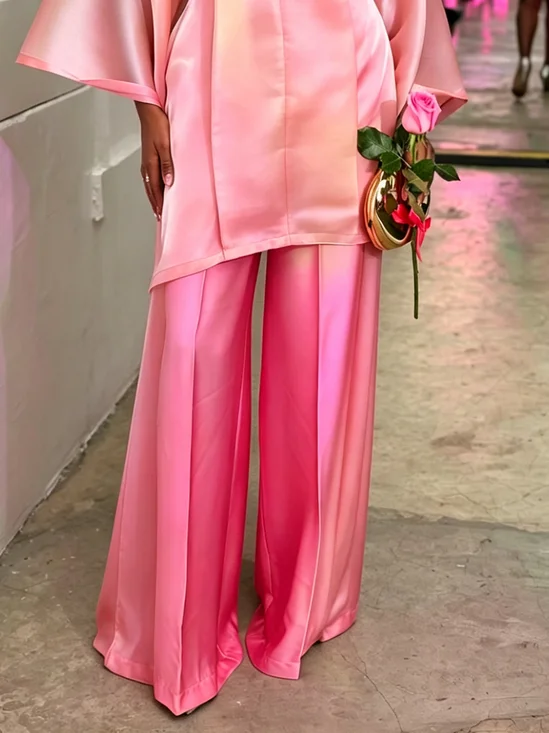 Elegant Gradient Pattern Printing Wide Leg Pants