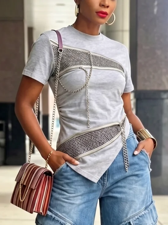 Urban Plain Chain Crew Neck T-shirt
