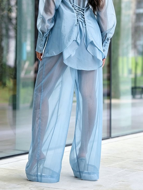 Elegant Plain Wide Leg Pants