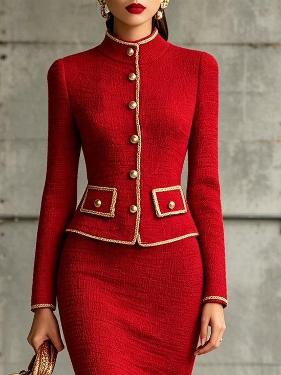 Elegant Color Block Webbing Mock Neck Sweater Cardigan