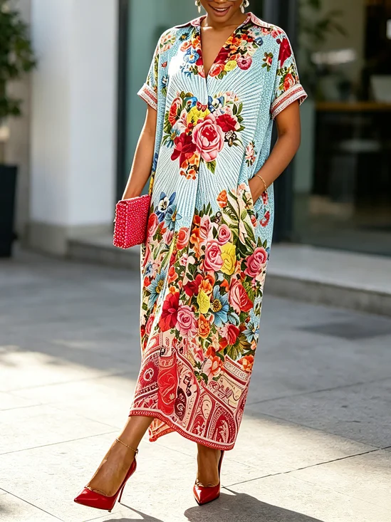 Elegant Floral Printing Maxi Dress