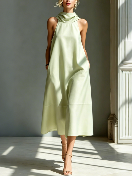 Casual Plain Loosen Midi Dress